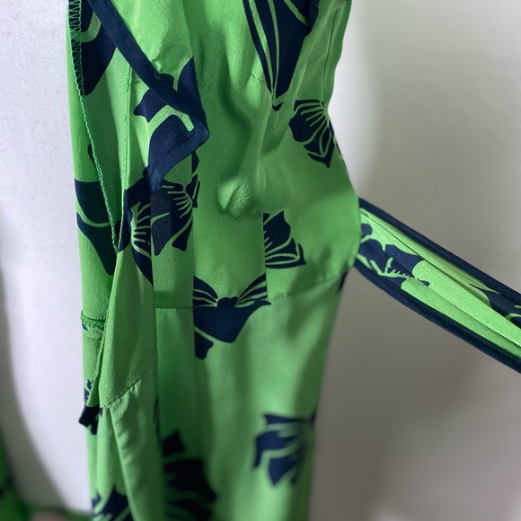 Nanette Lepore Lime and Navy Floral Midi Dress 100%Silk - Picture 13 of 16